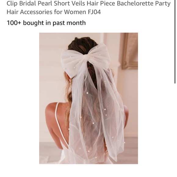 Bow Veil White Tulle - Picture 6 of 6